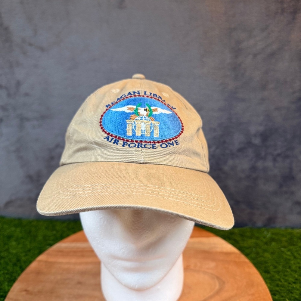 Navy Command Reagan Library Air Force One Hat Mens One Size Tan Adjustable